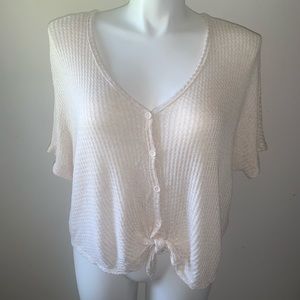 Live in the moment cream Waffle Knit button down